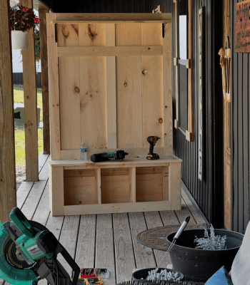 Add the back panel to build a hall tree